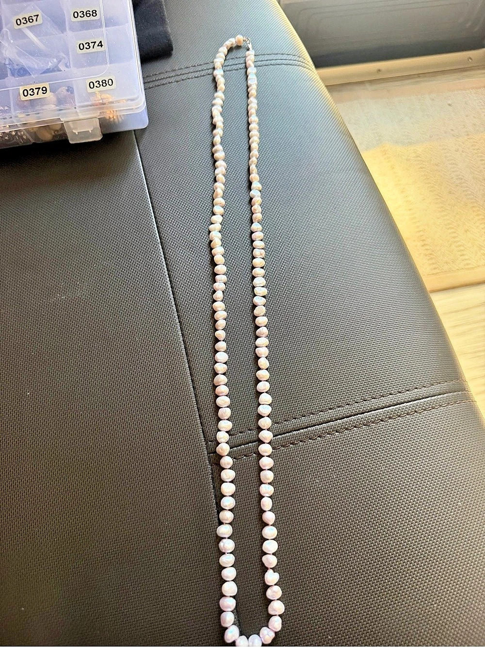 Freshwater Pink Pearl Necklace Beaded 36” Classic Vintage Sterling Silver Clasp